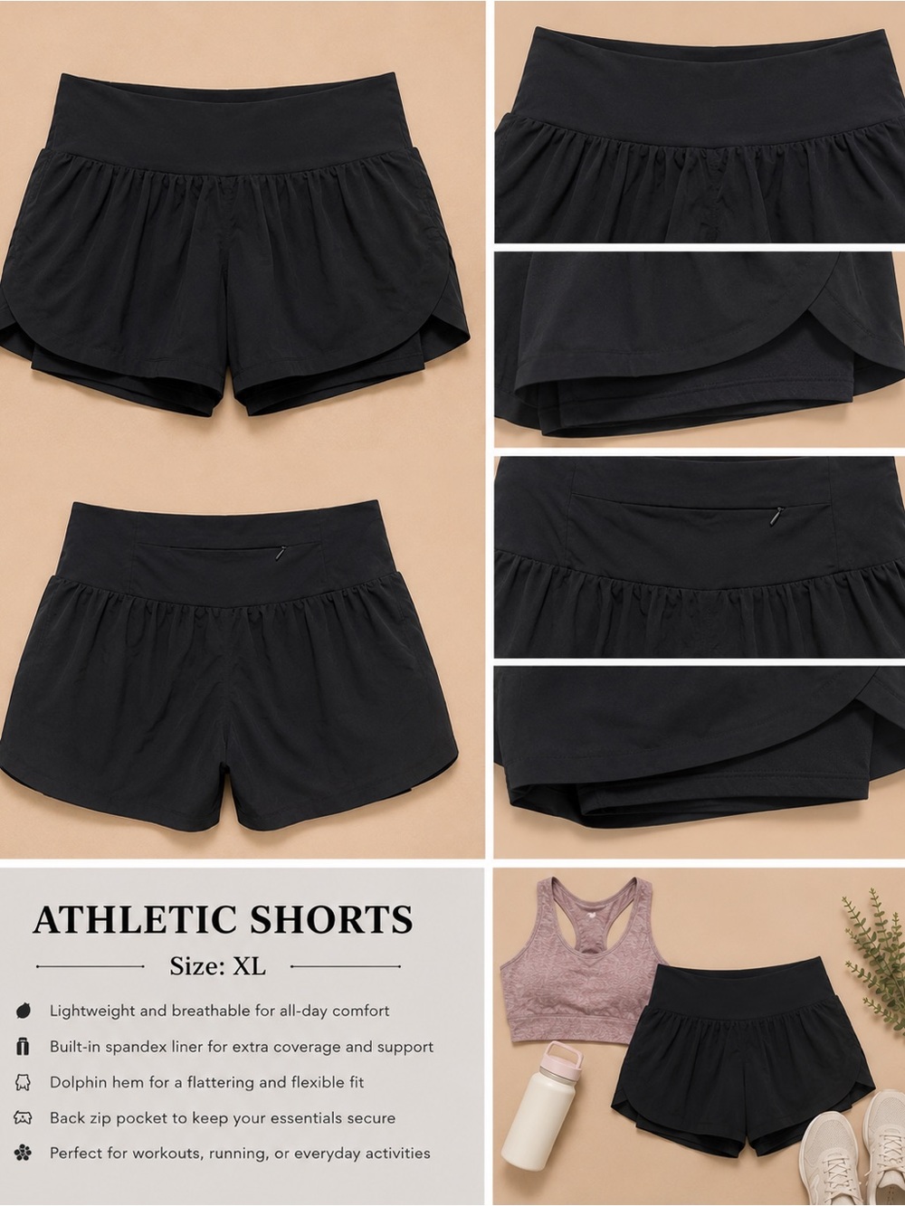Athletic Women's Black Dolphin Shorts - Brand Unspecified